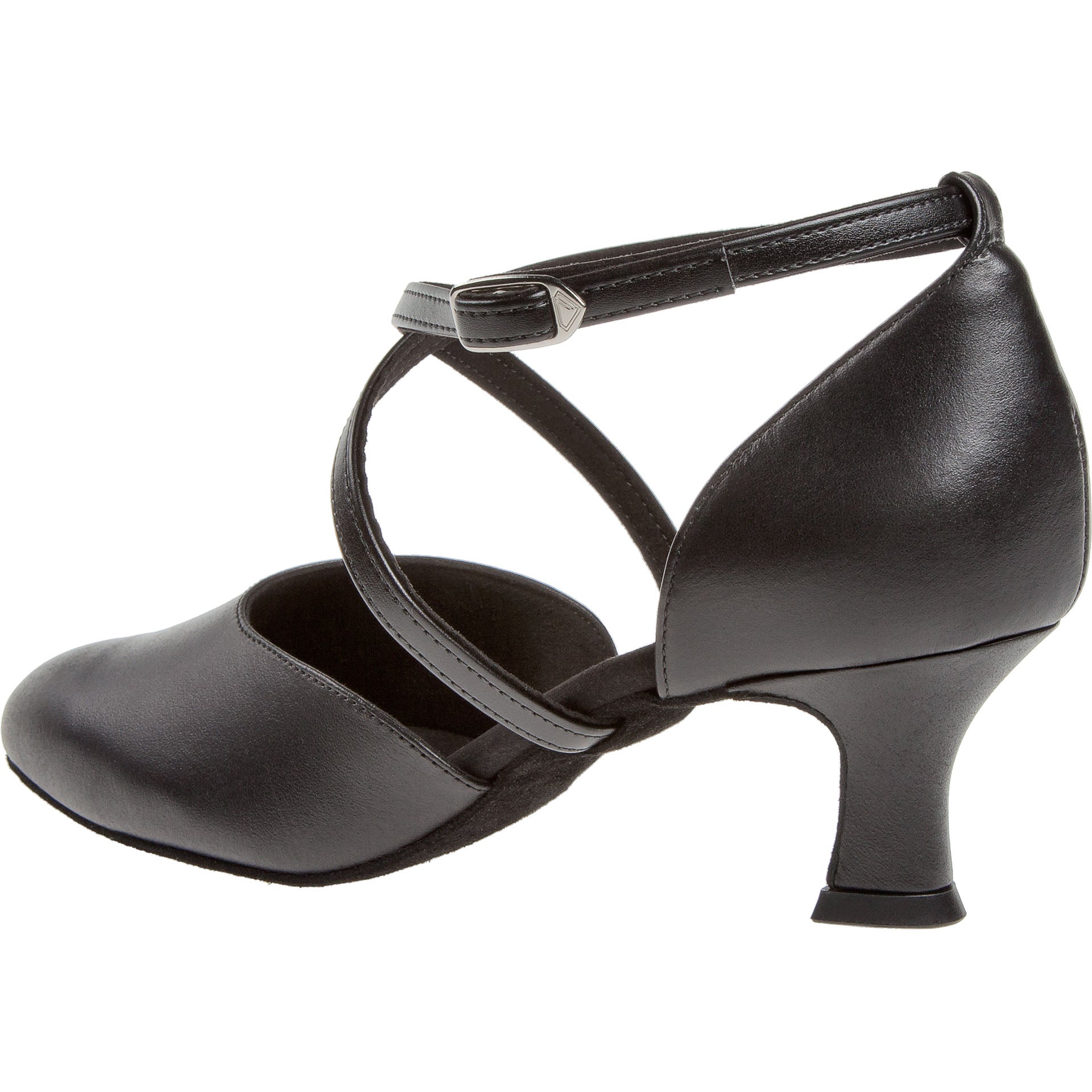 Diamant 048 Tanzschuhe in Schwarz für Gesellschaftstanz mit niedrigem Absatz und Knöchelriemen.